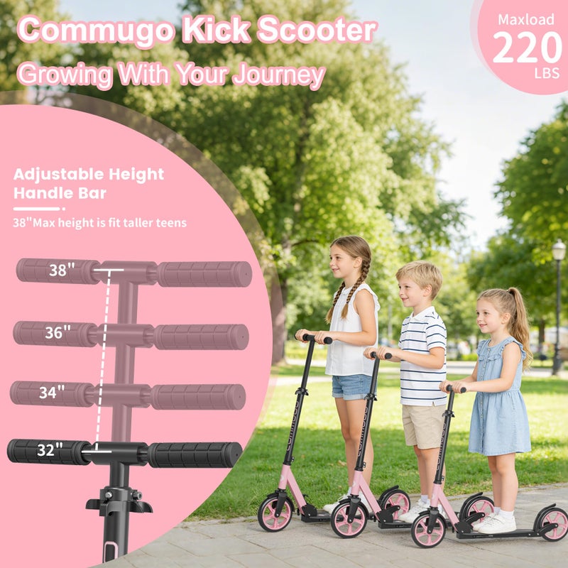 Commugo Kick Scooter for Kids 5-12, Teens, Adults, CPSC Certified Foldable Lightweight Sport Scooter with 8 Inch Wheels, Max Load 240 LBS, Gift for Childs - Image 2