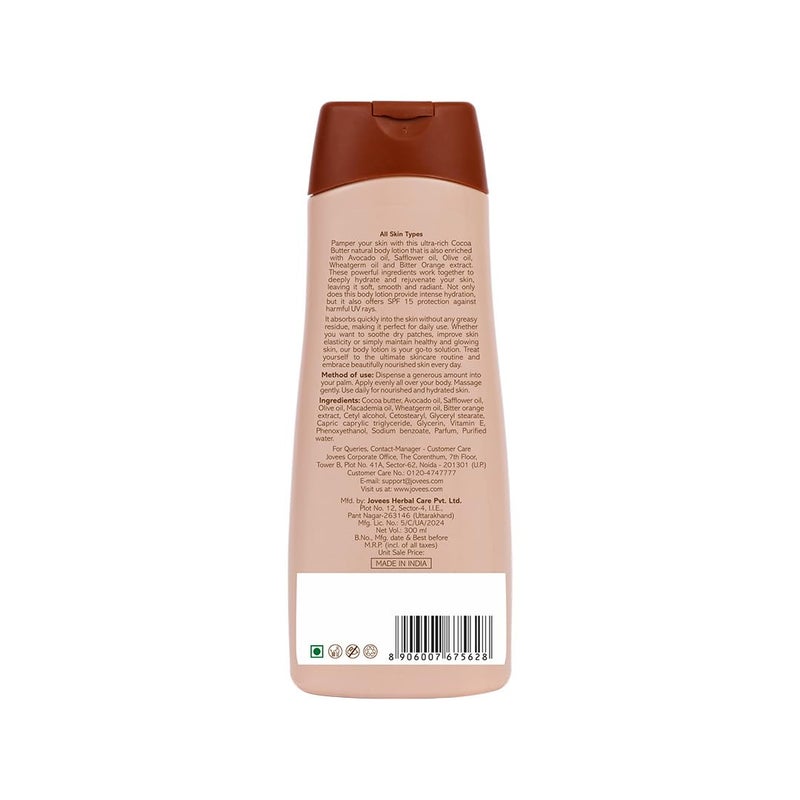 Jovees Cocoa Butter Body Lotion Provides Deep Moisturisation  Non Sticky Body Moisturizer With Cocia Butter  Winter Body Lotion For Smooth and Healthy Looking Skin  For Very Dry Skin 300ml - Image 2