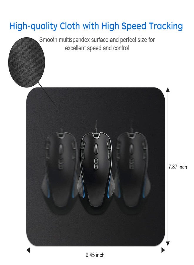 JIKIOU Mouse Pad with Comfortable Edge, 3 Pack Premium-Textured & Washable Mousepad Bulk with Non-Slip Rubber Base, Mouse Pads for Computers, Laptop, PC, Office & Home, 9.45 x 7.87 in, Black - Image 4