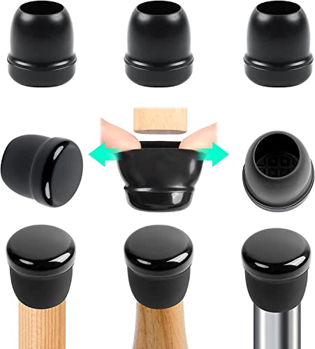 Ezprotekt Ezprotekt 24 Pcs Black Chair Leg Sliders for Carpet Round Teflon Furniture Glides for Rug Carpet Sliders Protectors Caps for Couch Dining Chair Table Legs Bar Stool Legs M Fit 78 to 1 