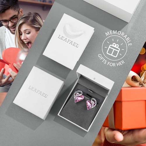 Leafael Infinity Love Heart Stud Earrings for Women, Silver Tone Fashion Statement Jewelry, Birthday Gifts for Daughter Girlfriend Mom Wife, October Birthstone Crystal, Rose Quartz Pink - Image 5