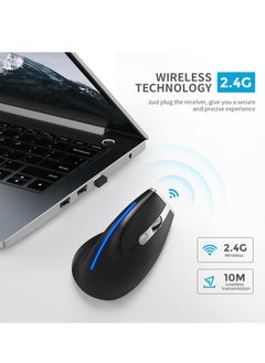 Excefore Ergonomic Mouse, Wireless Vertical Mouse, Rechargeable Optical Mice, 6 Button Vertical Mouse with USB Receiver, Silent Mouse with Adjustable DPI 1000/1600/2400, Compatible with Windows and MAC OS  - Image 4