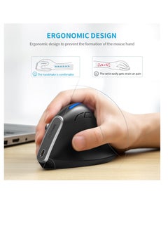 Excefore Ergonomic Mouse, Wireless Vertical Mouse, Rechargeable Optical Mice, 6 Button Vertical Mouse with USB Receiver, Silent Mouse with Adjustable DPI 1000/1600/2400, Compatible with Windows and MAC OS  - Image 2