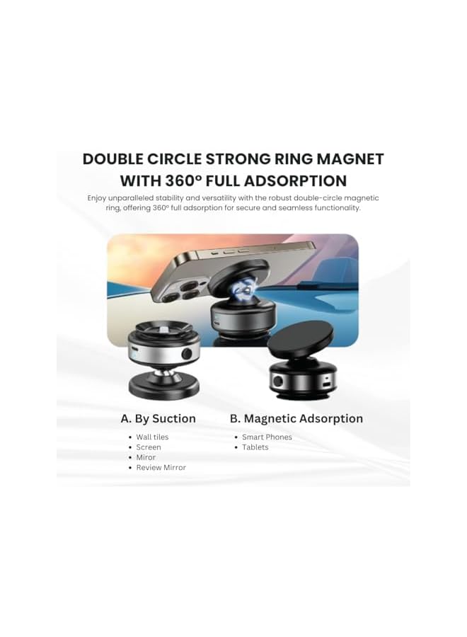 Green Tiger 360° Magnetic Suction Phone Holder – Universal Vacuum Adsorption Bracket for Car, Glass Screens, Wall Tiles, Mirror, Gym – Suction Cup Mount for Metal and Glass Surfaces - Image 5