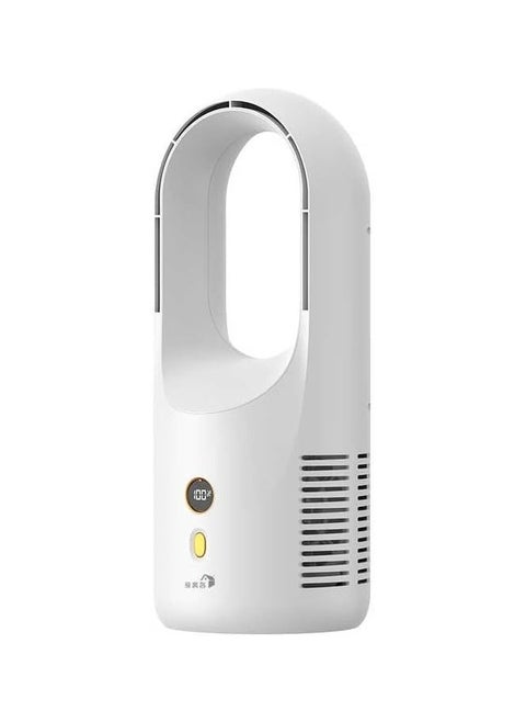مروحة DENX الذكية بدون شفرات مع شاشة LED، مروحة برج بدون شفرات مع 6 إعدادات للسرعة، قابلة لإعادة الشحن عبر USB Type-C، بطارية 1800 مللي أمبير/ساعة، مروحة مكتب شخصية محمولة للمنزل والمكتب والسفر، لون أبيض DX2541
