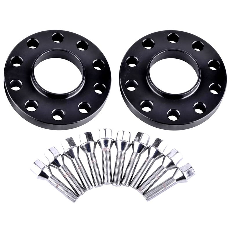 ZY WHEEL 2pcs 15mm Black Hubcentric 5x120 Wheel Spacers 72.6mm bore with 10pc Lug Bolts (12x1.5) Compatible for Many BMW E36 E46 E90 E92 E60 318i 323i 325i 328i 330i 335i 525i 545i Z3 Z4 Z8 M3 X1 - Image 1