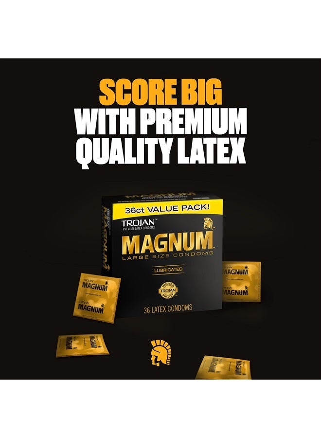 TROJAN Magnum Lubricated Large Condoms, Comfortable and Smooth Lubricated Condoms for Men, America's Number One Condom, 36 Count Pack - Image 4