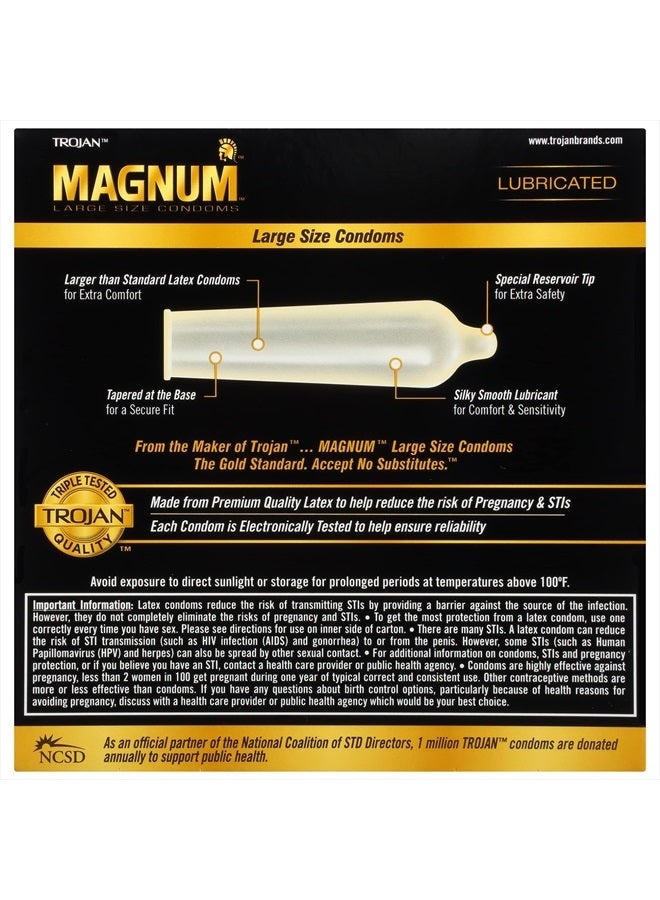 TROJAN Magnum Lubricated Large Condoms, Comfortable and Smooth Lubricated  Condoms for Men, America's Number One Condom, 36 Count Pack | Best Price  Qatar | Doha