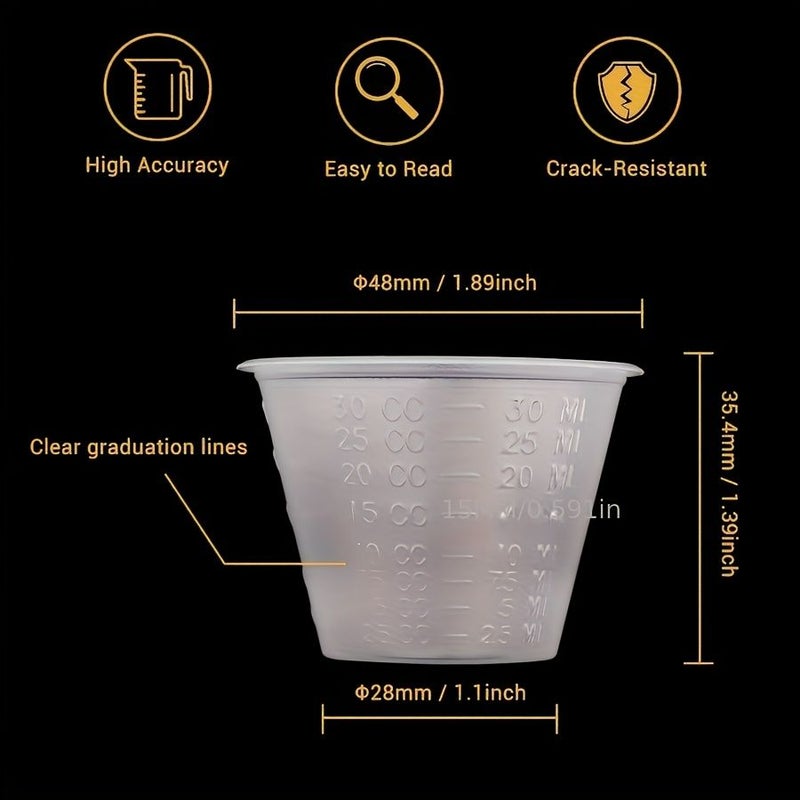 100 Graduated Plastic Mixing Cups Stackable Spray Gun Paint Trays For Professional DIY Art And Model Craft Supplies - Image 2