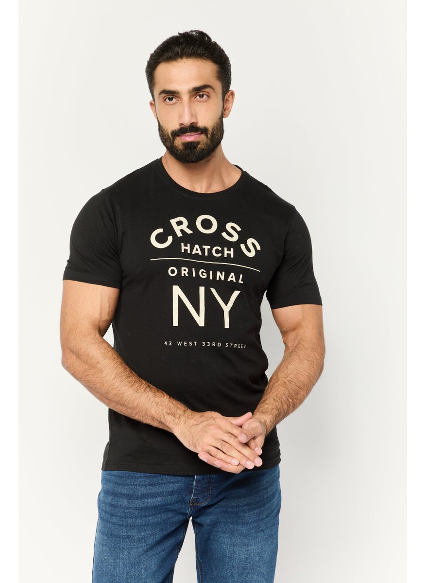CROSSHATCH Men 5 Pieces Crew Neck Short Sleeve Graphic Print T-Shirts, Black  - Image 1