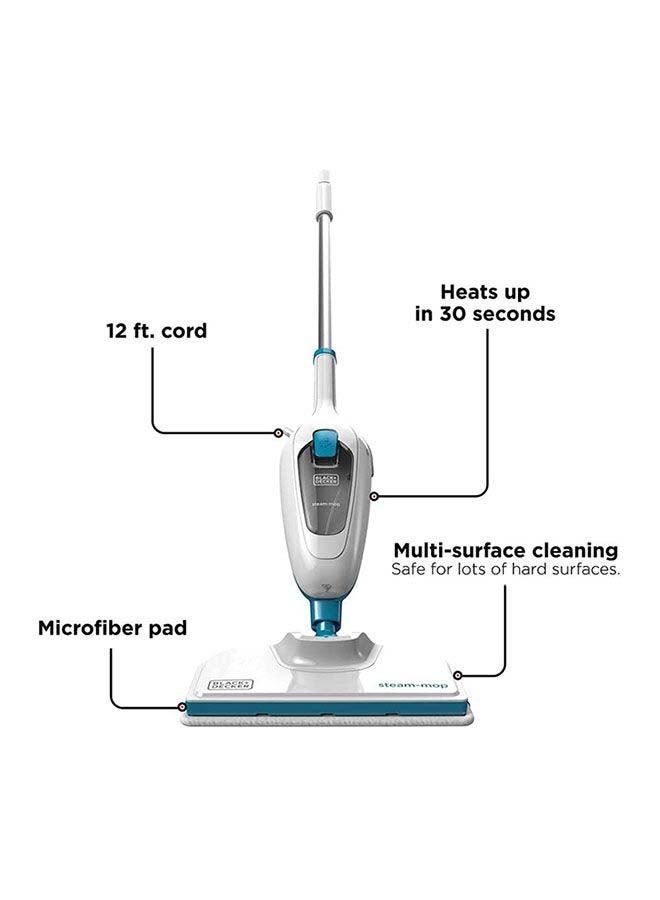 BLACK+DECKER Steam Mop, Superheated Steam, 180° Swivel Steering , Microfiber Pad, 4m Cable, Safe on All Sealed Floors, for Home & Office, ECO Friendly, 1300 W FSM13E1-B5 White/Blue - Image 3