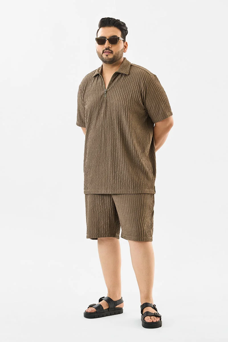 SNITCH Regular Fit Plus Size Zipper Polo T-Shirt