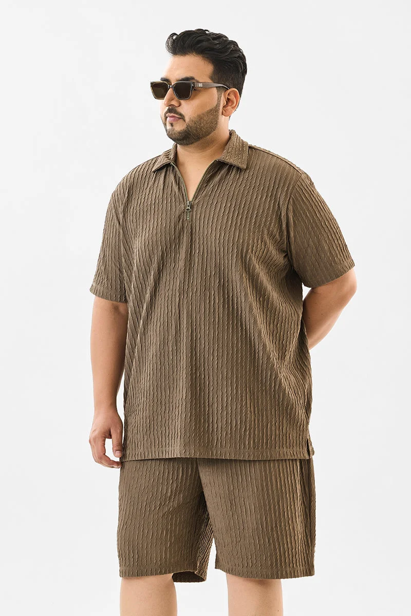 SNITCH Regular Fit Plus Size Zipper Polo T-Shirt