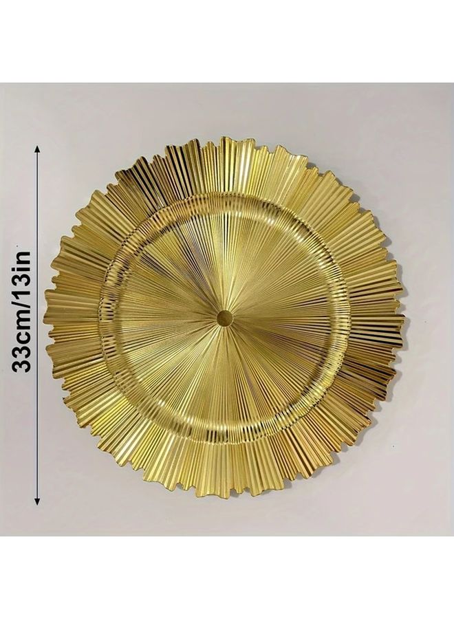 Golden Charger Plates 13 Inch Round Patterned Plastic Serving Trays For Weddings Christmas - Image 3