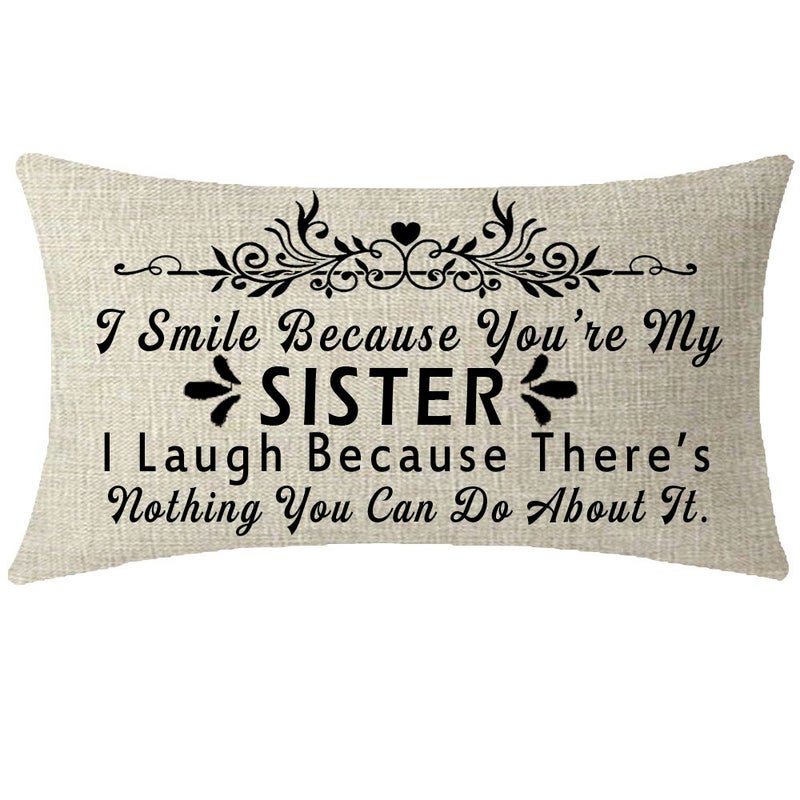 ITFRO Nice Gift to Sister Friends You're My Sister Lumbar Waist Cotton Linen Throw Pillow Case Cushion Cover Couch Sofa Decorative Rectangular 12x20 inches - Image 1