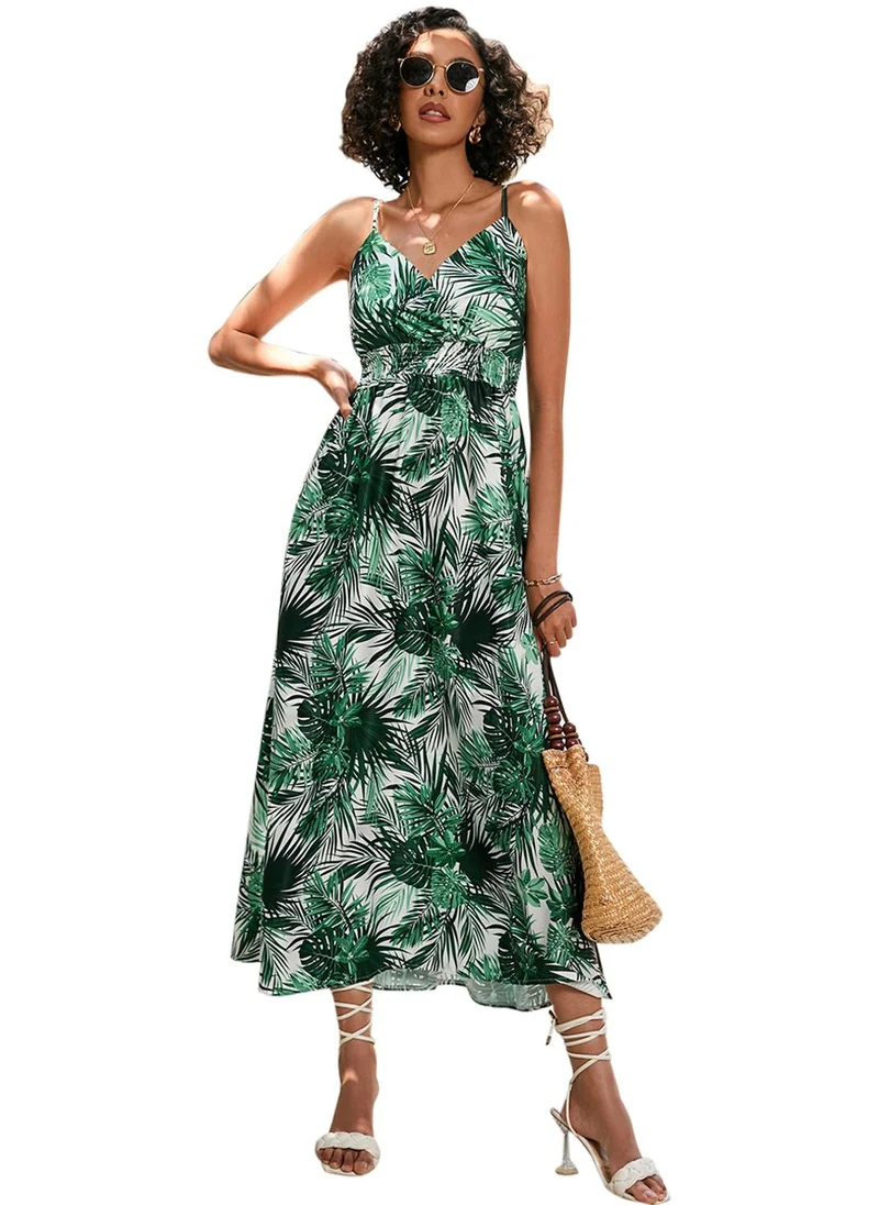 YUNIQEE Tropical Print Midi Dress