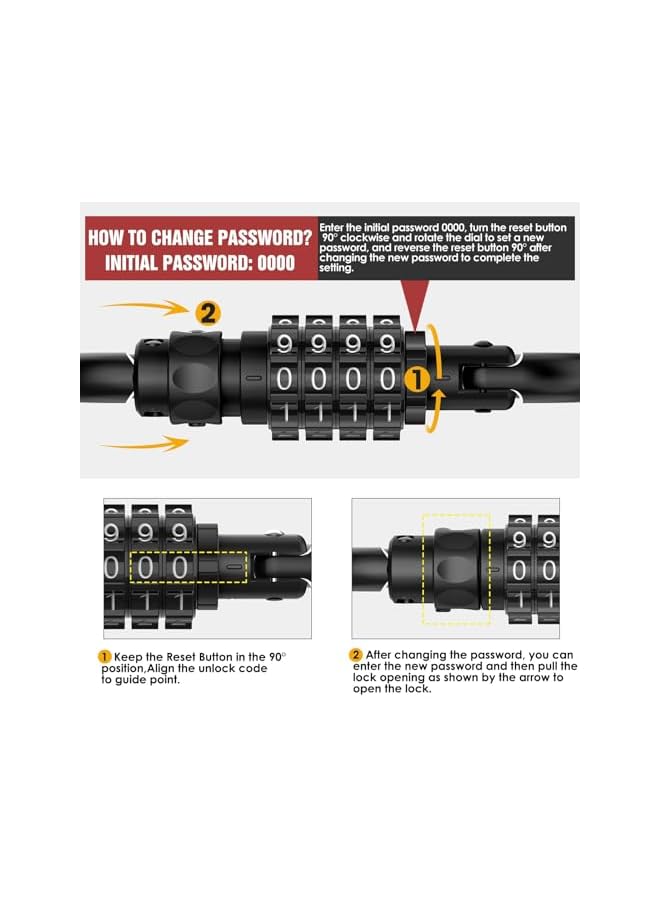 PROMASS PROMASS Combination Locks, Heavy Duty Carabiner Clip, 4-Digit Triangles-Shaped Code Combo Lock for Looped Bike Security Cable Lock, Suitcase Luggage, Travel Baggage Backpack Lock (1, Black)  - Image 5