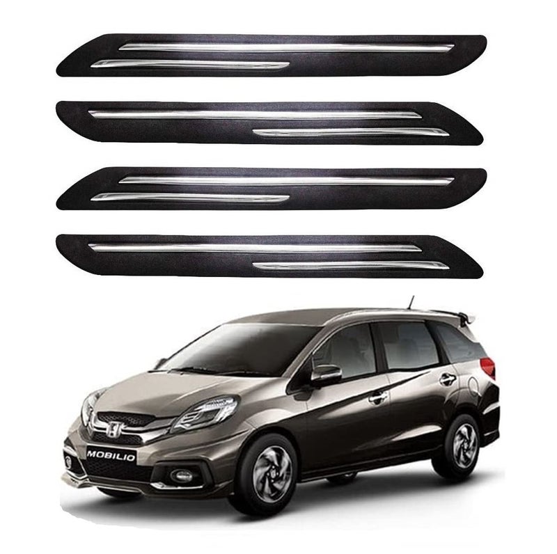Bowrain Car Bumper Protector for Honda Mobilio - (Black, Pack of 4, Chrome Strip) - Image 1
