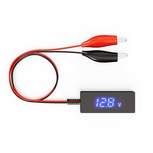SUNAPEX Digital Battery Voltage Tester - Battery Voltmeter with LCD Display and Alligator Clips - 6V 12V 24V 48V Battery Checker for Golf Cart Motorcycle RV Marine Car & Off-Grid Solar Batteries - Image 1