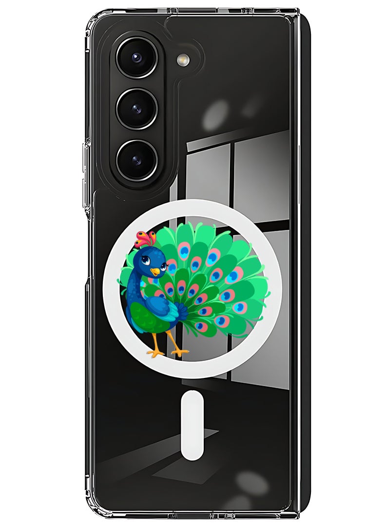 Theodor Magnetic Case for Samsung Galaxy Z Fold 6 Compatible with MagSafe Wireless Charging, Shockproof Phone Bumper Cover peacock  - Image 1