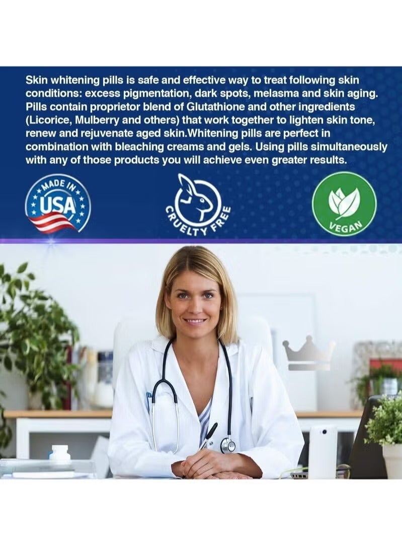 SKIN Glutathione Whitening Pills - 90 Capsules 2000mg Glutathione - Effective Skin Lightening Supplement - Dark Spots, Melasma & Acne Scar Remover, Hyperpigmentation Treatment - Anti-Aging Antioxidant  - Image 4