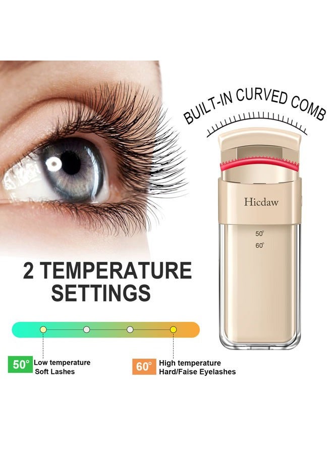 Hicdaw Heated Eyelash Curler Electric Eye Lash Curlers with Built-in Curved Comb Silicone Pad 2 Heating Modes Quick Natural Curling Long Lasting - Image 3