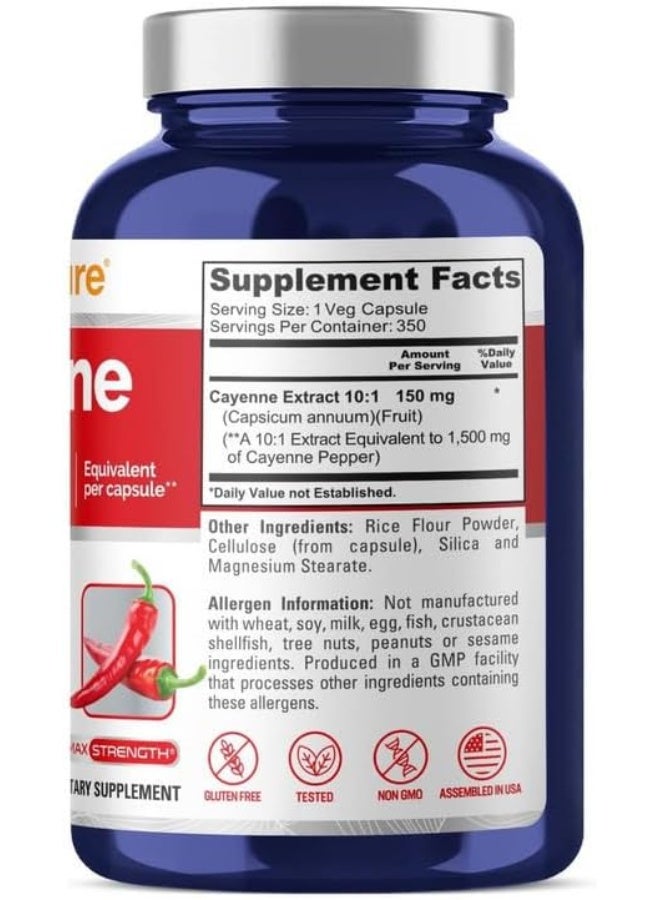 NusaPure Cayenne Pepper 1500mg Per Caps, 350 Veggie Capsules, Vegetarian, Non-GMO, Gluten-Free - Image 3