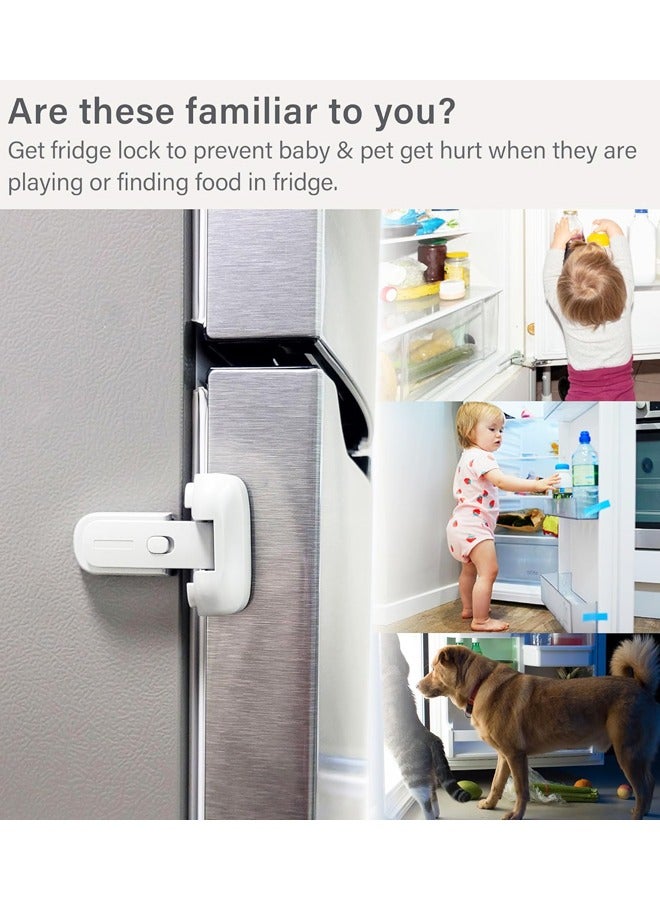 Refrigerator Fridge Freezer Door Lock for Kids, Child Proof Refrigerator Latch Lock to Keep Door Closed, No Tools Required and Easy Installation - Image 5