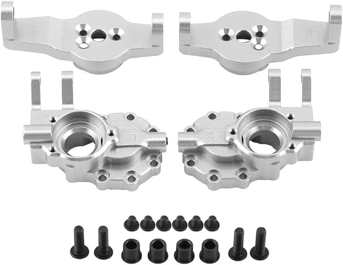 Aluminum Alloy CNC Machined RC Steering Hub Carrier Knuckles Set Silver 8232S - Image 1