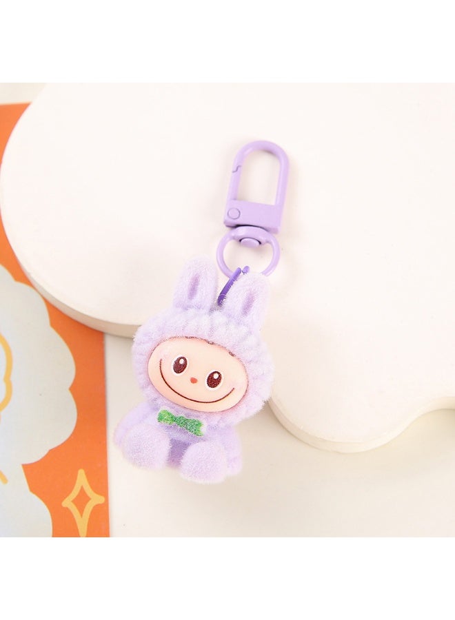 NIBEMINENT Resin Cartoon Cute Flocking LABUBU Keychain, Pendant Doll Accessory Key Chain Gift 