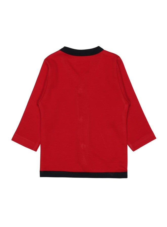 BODYCARE Unisex Baby Cotton Baby Full Sleeves Top & Pyjama Set - Red - Image 2