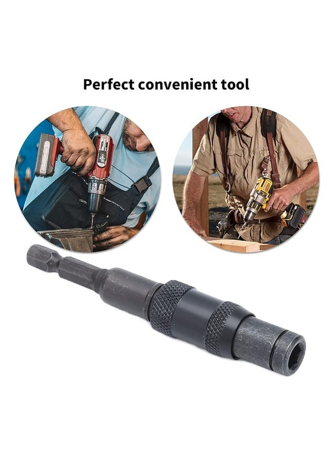 جيه زد اس حامل مفك براغي سريع الفك من JZS Impact Tough، قضيب تمديد مفك براغي ذاتي القفل من الفولاذ الكربوني، ساق سداسية 6.35 مم، طول 90 مم، عمود مقبس هوائي، رمادي - Image 4