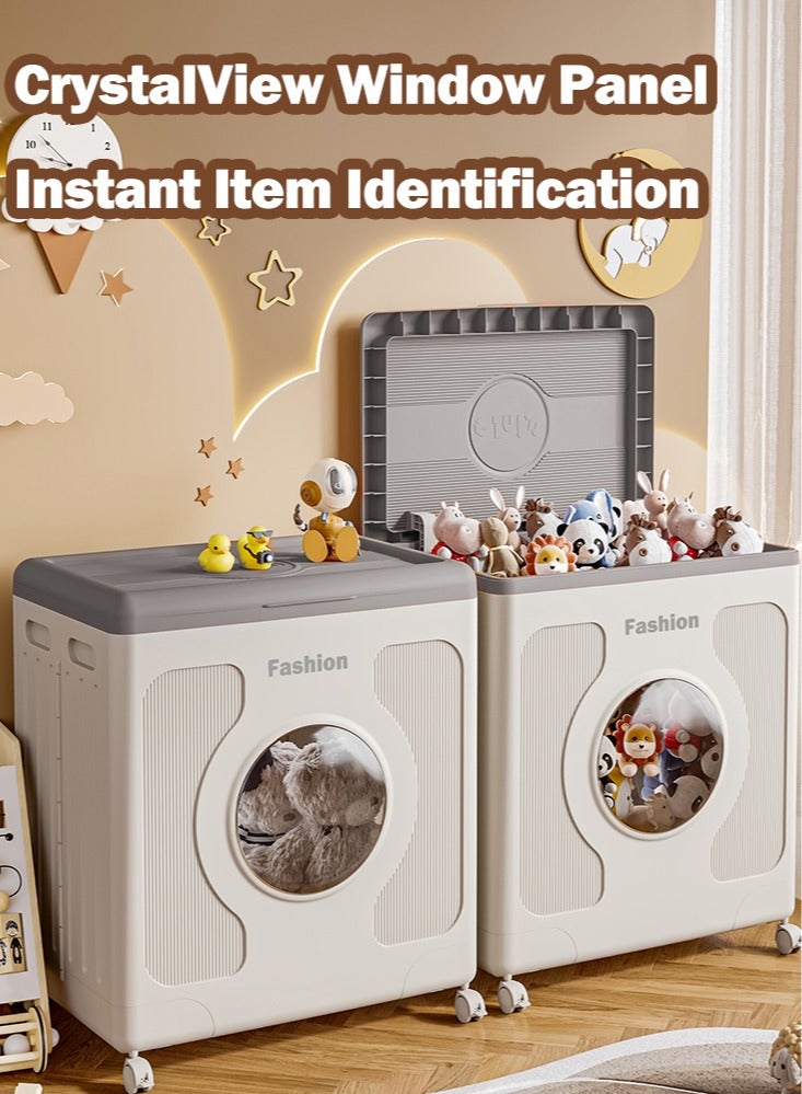 XiuWoo Multifunctional Large Toy Box for Living Room or Bedroom Area - 160L Extra Heavy-Duty Kids Toy Chest Storage with & Wheels, Foldable No Assembly Needed for kids Toys Kids Clothes Quilt - Image 4