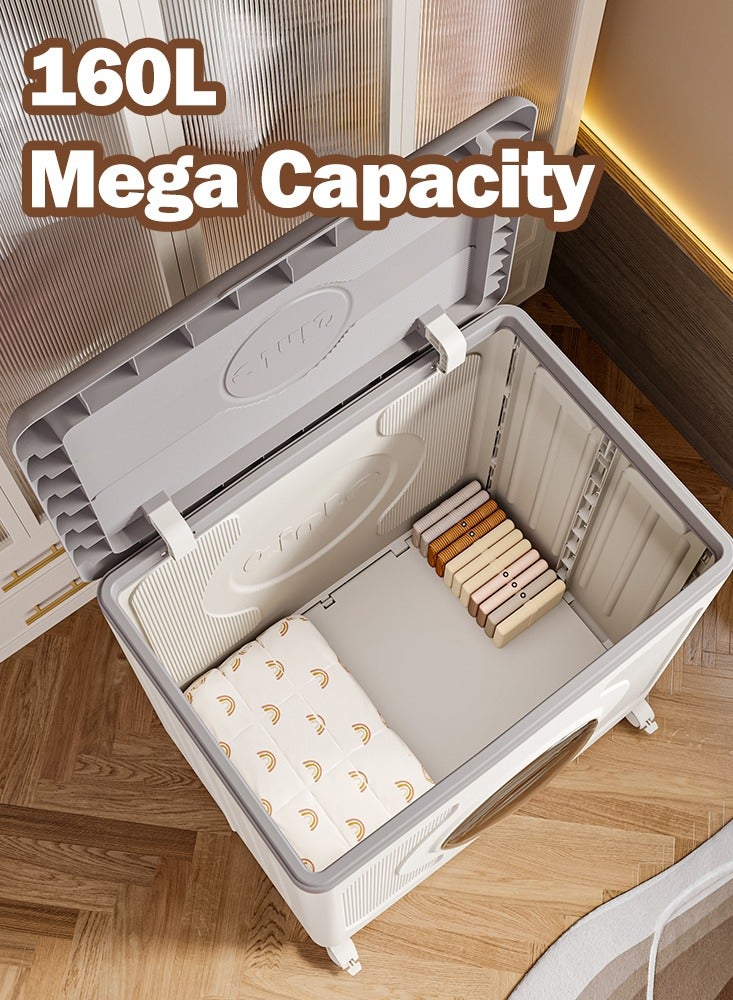 XiuWoo Multifunctional Large Toy Box for Living Room or Bedroom Area - 160L Extra Heavy-Duty Kids Toy Chest Storage with & Wheels, Foldable No Assembly Needed for kids Toys Kids Clothes Quilt - Image 5