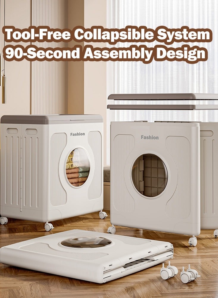 XiuWoo Multifunctional Large Toy Box for Living Room or Bedroom Area - 160L Extra Heavy-Duty Kids Toy Chest Storage with & Wheels, Foldable No Assembly Needed for kids Toys Kids Clothes Quilt - Image 3