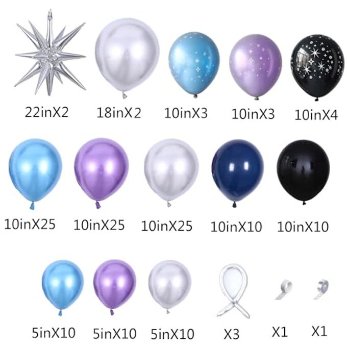 UAEYW Galaxy Space Balloon Arch Garland Kit for Outer Party Decorations,144Pcs Chrome Metallic Blue Purple Silver Navy Blue Black Balloons for Boys Kids Baby Shower Party Supplies - Image 5