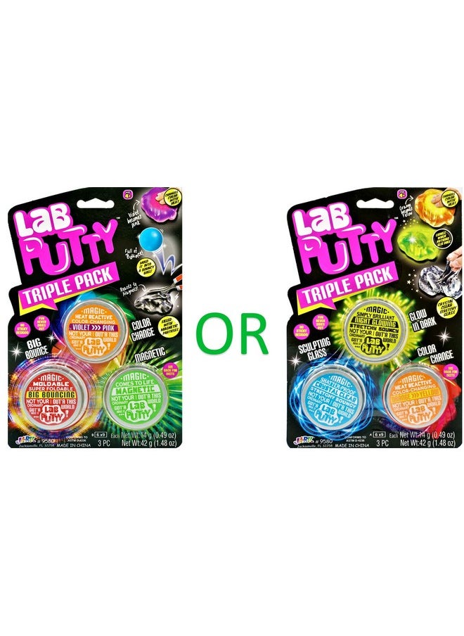 Ja-Ru - Lab Putty Bundle Set (1 Fidget Pack 3 Toys) Color Changing Putty Magnetic Slime Glow In The Dark Slime Crystal Clear Slime. Sensory Putty & Stress Relief Therapy Toy 95801A - Image 1