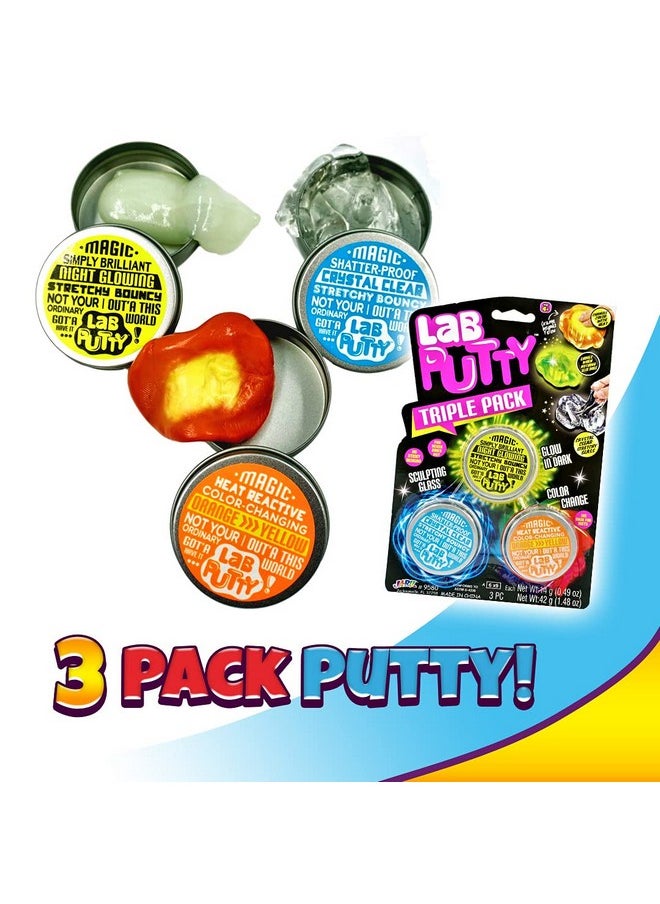 Ja-Ru - Lab Putty Bundle Set (1 Fidget Pack 3 Toys) Color Changing Putty Magnetic Slime Glow In The Dark Slime Crystal Clear Slime. Sensory Putty & Stress Relief Therapy Toy 95801A - Image 1