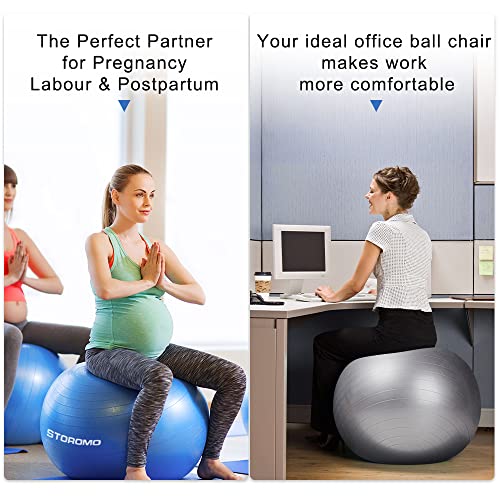 STOROMO Exercise Ball,Yoga Ball(with Exercise Tutorial)，Extra Thick Non-Slip,Holds 2500 lbs, Workout Ball for Pregnancy Birthing and Balance Stability (Pink, 45cm/17.7in) - Image 5