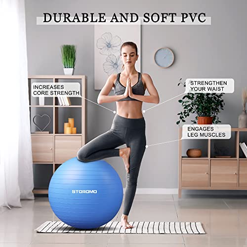 STOROMO Exercise Ball,Yoga Ball(with Exercise Tutorial)，Extra Thick Non-Slip,Holds 2500 lbs, Workout Ball for Pregnancy Birthing and Balance Stability (Pink, 45cm/17.7in) - Image 4