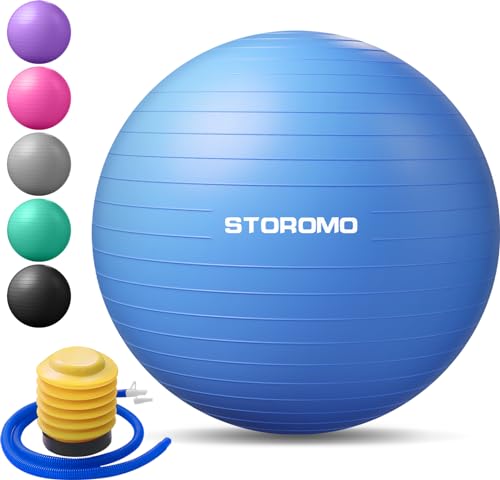 STOROMO Exercise Ball,Yoga Ball(with Exercise Tutorial)，Extra Thick Non-Slip,Holds 2500 lbs, Workout Ball for Pregnancy Birthing and Balance Stability (Pink, 45cm/17.7in) - Image 1