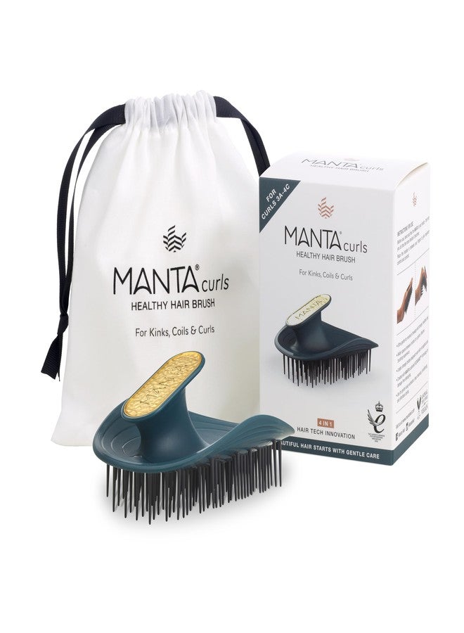 مانتا فرشاة مانتا كيرلز المضادة للتقصف - فرشاة فك تشابك الشعر المجعد والأفريقي، فرشاة شعر لطيفة للشعر الرطب والجاف للنساء، لون أزرق مخضر ناعم - Image 1