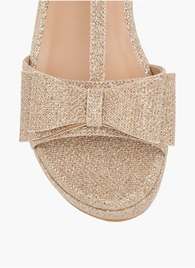 Celeste Girls Embellished Wedge Sandals With Hook And Loop Closure  - Image 4