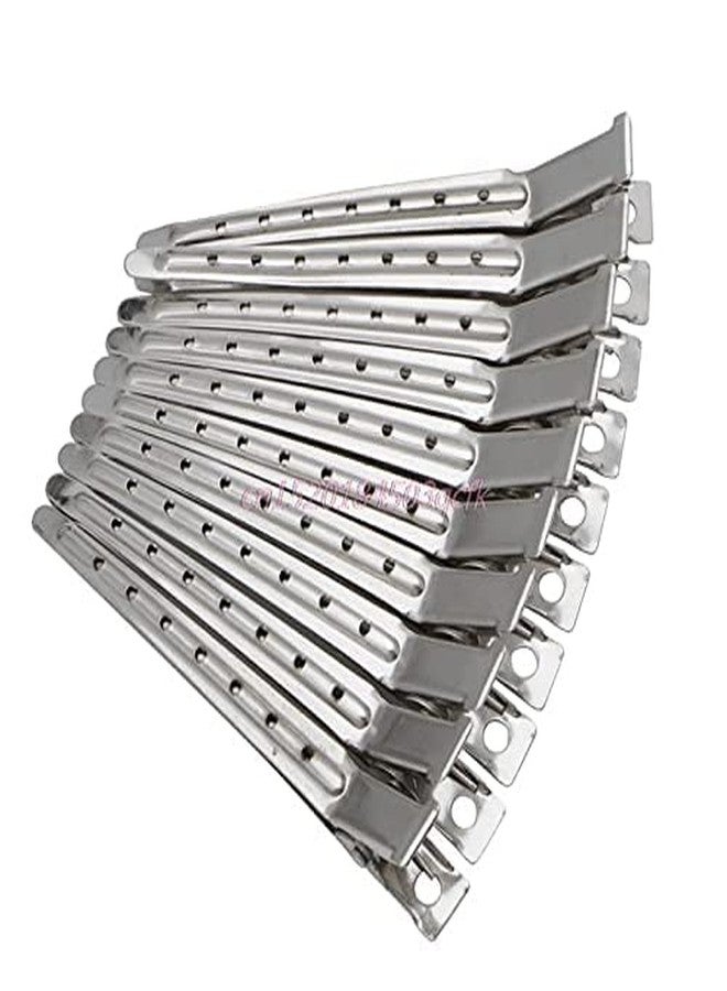 Ruby Face Rubyface Professional Salon Hair Styling Steel Silver Section Clips Duck Bill Clips, 3.5 Inches Rustproof Metal Alligator Curl Clips with Holes for Hair Styling, Hair Coloring, (silver, PACK OF 24) - Image 2