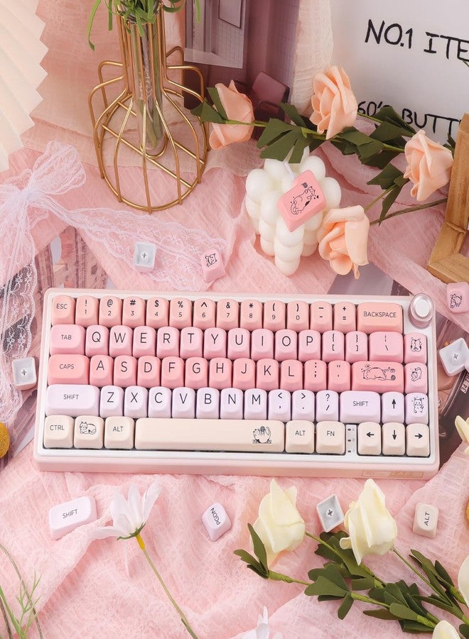 TYRIXKI PBT MOA Keycaps-132 Keys Pink Gradient Cat Keycaps Cute Dye-Sublimation Custom Keycap Set for Cherry Gateron MX Swithes Mechanical Keyboards - Image 3