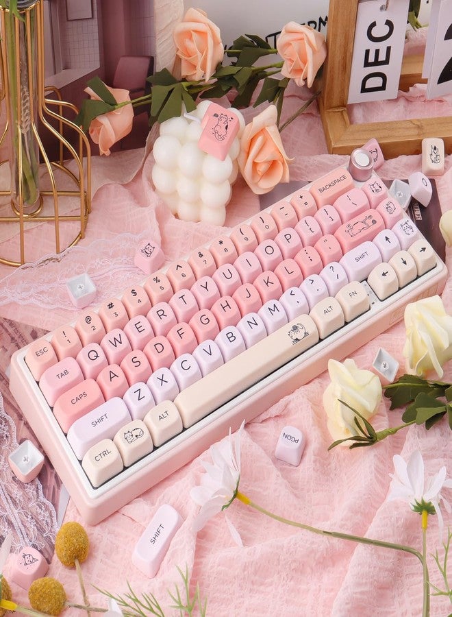 TYRIXKI PBT MOA Keycaps-132 Keys Pink Gradient Cat Keycaps Cute Dye-Sublimation Custom Keycap Set for Cherry Gateron MX Swithes Mechanical Keyboards - Image 4