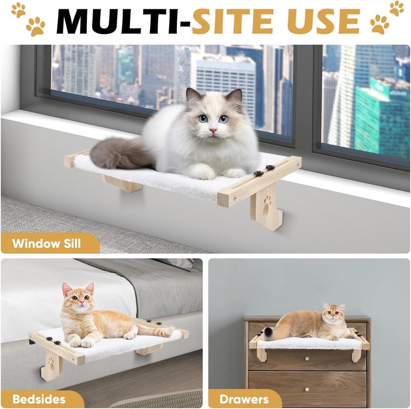 Yoeyang HEMWEE Cat Window Perch, Cat Window Hammock for Indoor Cats, Easy to Adjust & Assemble Large Cat Bed Seat for Windowsill, Bedside,Drawer and Cabinet - Image 2