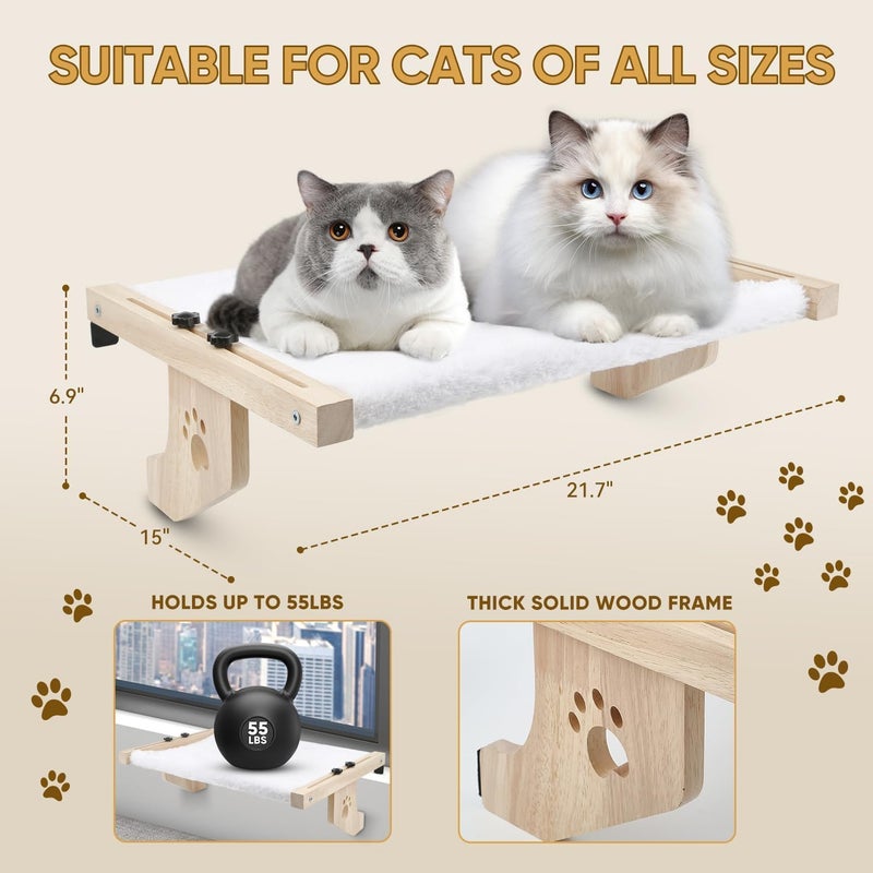 Yoeyang HEMWEE Cat Window Perch, Cat Window Hammock for Indoor Cats, Easy to Adjust & Assemble Large Cat Bed Seat for Windowsill, Bedside,Drawer and Cabinet - Image 3
