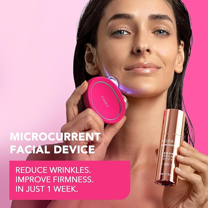 FOREO بير 2 جهاز رفع وتشكيل الوجه المتقدم بتقنية المايكروكهرباء لمكافحة الشيخوخة أداة نحت الوجه رفع فوري تحديد مشدود أدوات العناية بالبشرة غير الغازية فوشيا - Image 2