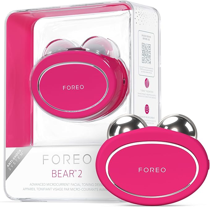 FOREO بير 2 جهاز رفع وتشكيل الوجه المتقدم بتقنية المايكروكهرباء لمكافحة الشيخوخة أداة نحت الوجه رفع فوري تحديد مشدود أدوات العناية بالبشرة غير الغازية فوشيا - Image 1